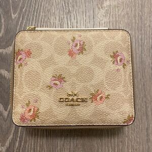 SOLD- COACH Large Jewelry Box In Signature Canvas With Floral Print